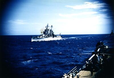 CA-75 USS Helena off starboard
